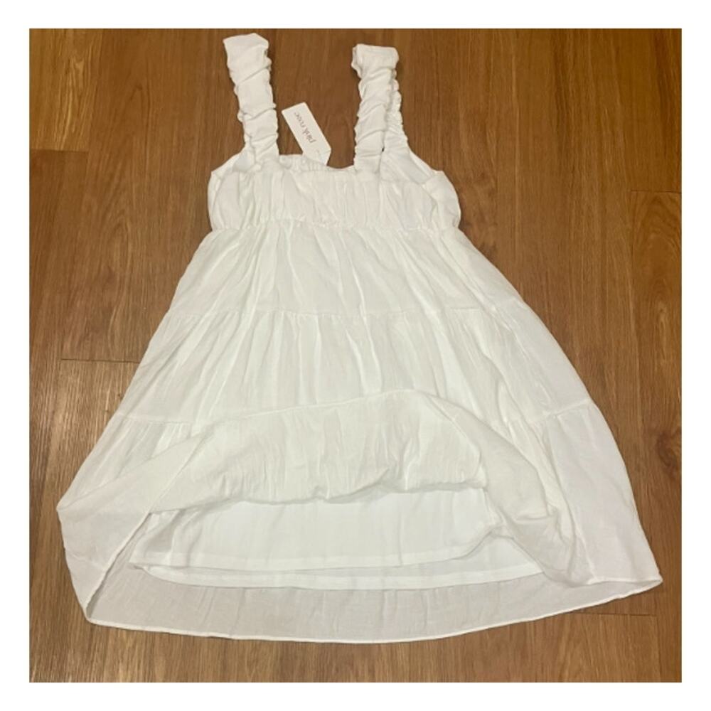 Pink Rose Juniors' BubbleStrap Tiered Mini Dress Ivory M - Picture 3 of 5